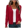 thumbnail image 1 of bbymog Veste en Denim pour Femme à Col à Revers Coloré, Manches Amincissantes, Rouge, P, 1 of 5