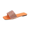 thumbnail image 1 of RKSTN Pantoufles pour Femmes Nouvelles Rétro à Bout Carré Chaussures Plates Sandales Décontractées à Strass Pantoufles,Pantoufles pour Femmes Intérieur Extérieur, 1 of 6