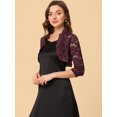 thumbnail image 3 of INSPIRE CHIC Women's Elegant Ruffle Collar Front 3/4 Sleeve Lace Shrug Top, 3 of 6