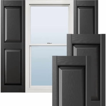 Ekena Millwork Lifetime Vinyl Lp2S12X06300Bl Standard Two Equal Panel Vinyls, Raised Panel Vinyl Shutters, W/Installation Shutter-Lok'S & Matching Screws (Per Pair), 12""W X 63""H, Black