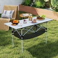 thumbnail image 2 of Costway Table de Camping Pliant pour Patio avec Plateau Enroulable en Aluminium et Panier en Maille Argent, 2 of 10