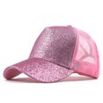 thumbnail image 1 of Ponytail Messy Buns Trucker Plain Baseball Visor Cap Unisex Glitter Hat, 1 of 3
