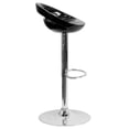 thumbnail image 3 of Contemporary Black Plastic Adjustable Height Barstool with Rounded Cutout Back and Chrome Base, 3 of 9