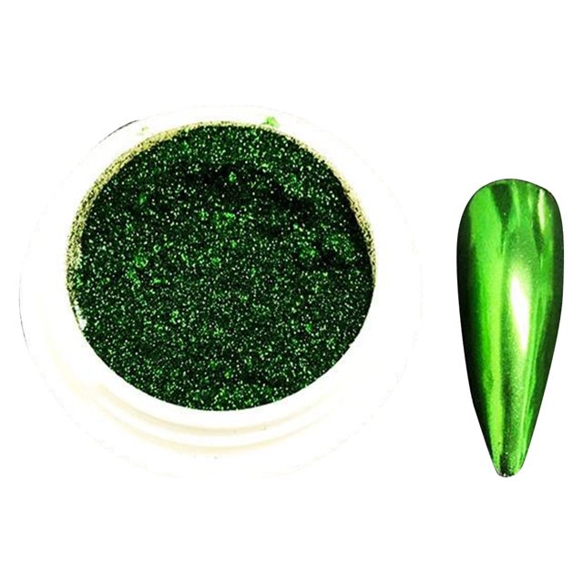 Graflsoa Metallic Nail Mirror Powder - Titanium Green Reflective Dust for Stunning Nail Art Designs