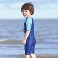 thumbnail image 4 of MIASHUI Boys One Piece Swimsuits Dinosaur Rash Guard Swimwear with Swimming Cap,Blue,4-5 Years, 4 of 5
