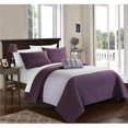 thumbnail image 1 of Chic Home  4 Piece Ellias Geometric Quilting Embroidery Queen Quilt Set, Lavender Shams & Decorative Pillows, 1 of 1