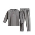 thumbnail image 2 of RXIRUCGD Baby Children's Winter Solid Striped Home Clothes Suit( Gray, Size:90 ), 2 of 3