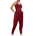 thumbnail image 4 of RXIRUCGD Womens Running Onesie Workout Rompers Outfits Exercise Jumpsuits Gym Yoga, Wine, Size: S, 4 of 8
