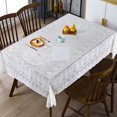 thumbnail image 4 of Amzcrzy Polyester Tables Cover Table Cloths with Fringe Decorative Cover Sofa Cover for Tables 55X55 Inch Washable Table Cover Sqaure Table Cloth for Wedding Party Machines Washable, 4 of 6