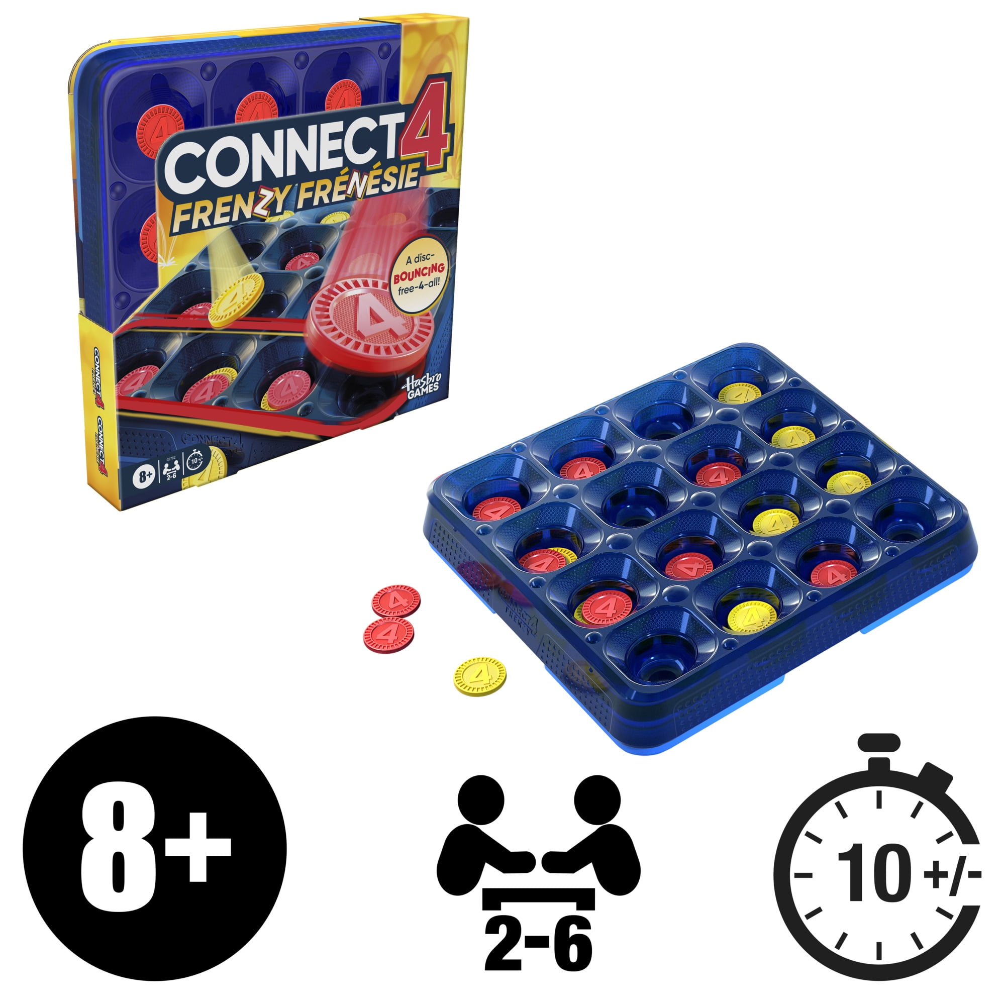 Connect 4 Frénésie, jeu de groupe familial pour enfants et adultes dès 8 ans