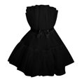 thumbnail image 4 of Liquidation et Promo, Robe Courte Sans Manches pour Femme en Maille Unie Princesse Sans Bretelles pour Tenue Décontractée et de Soirée Pièce de Mode Intemporelle/polyester, Noir, Sopatenor, 4 of 7