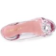 thumbnail image 4 of BLISSFUL STEP Women's Clear Slingback Flower Rhinestone Heel Sandals, 4 of 7