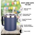 thumbnail image 4 of Volhoply Tasse à Café en Acier Inoxydable Isolée 14oz avec Couvercle en Vrac, Lot de 4, Tasse à Café de Voyage à Double Paroi sous Vide avec Poignée, Gobelets en Métal Réutilisables, Tasses de Camping Gardent au Chaud, Cadeaux de Noël (Marine, 4), 4 of 4