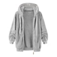 thumbnail image 4 of Qertyioot Mode Femmes Fermeture Éclair V-Cou Tops Manches Longues Chemisier Sweat-Shirt, 4 of 6