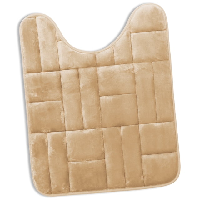 Clara Clark Bathroom Rugs, Velvet Memory Foam Bath Mat, Ultra Soft Non Slip and Absorbent - Tiled - Contour - Beige