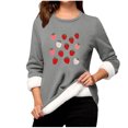 thumbnail image 2 of Heisall Chemises de Base pour Femmes Automne Hiver Imprimé Floral Col Rond Manches Longues Épaissies Polaire Teddy Shearling Chaud Ajusté Hauts Thermiques pour Usage Quotidien par Temps Froid, 2 of 3