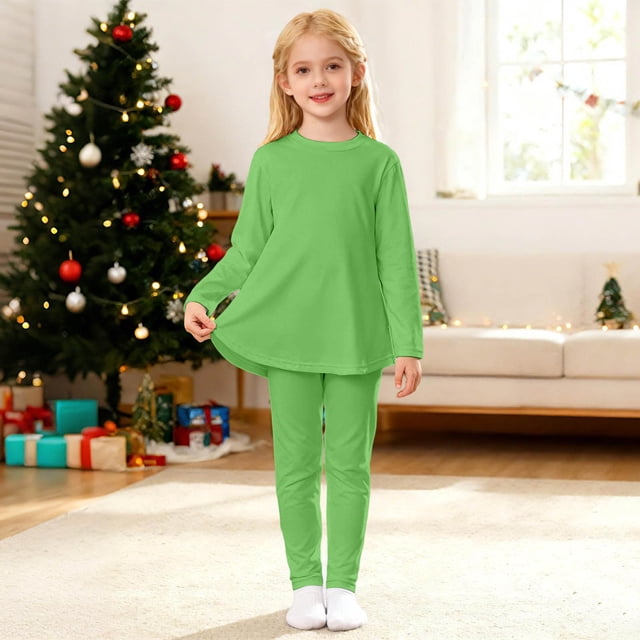 WENXIAOO Ensemble de Pyjama pour Tout-Petit 2 Pcs Robe à Manches Longues avec Pantalon Tenue d'Intérieur Classique Pyjama pour Filles Taille 4-5 Ans