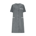 thumbnail image 3 of Bocqde Robe de Sarrau Femmes Infirmières Tenue de Travail Robes Manches Courtes Boutonnée Robe de Sarrau avec Poches, 3 of 5