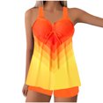 thumbnail image 2 of UPPADA Womens Plus Size Two Piece Tankini Swimsuits Twist Front High Waist V Neck Swimwear Floral Tummy Control Modest Bathing Suits with Bottom Swimsuit Top Tankini Orange,S, 2 of 6