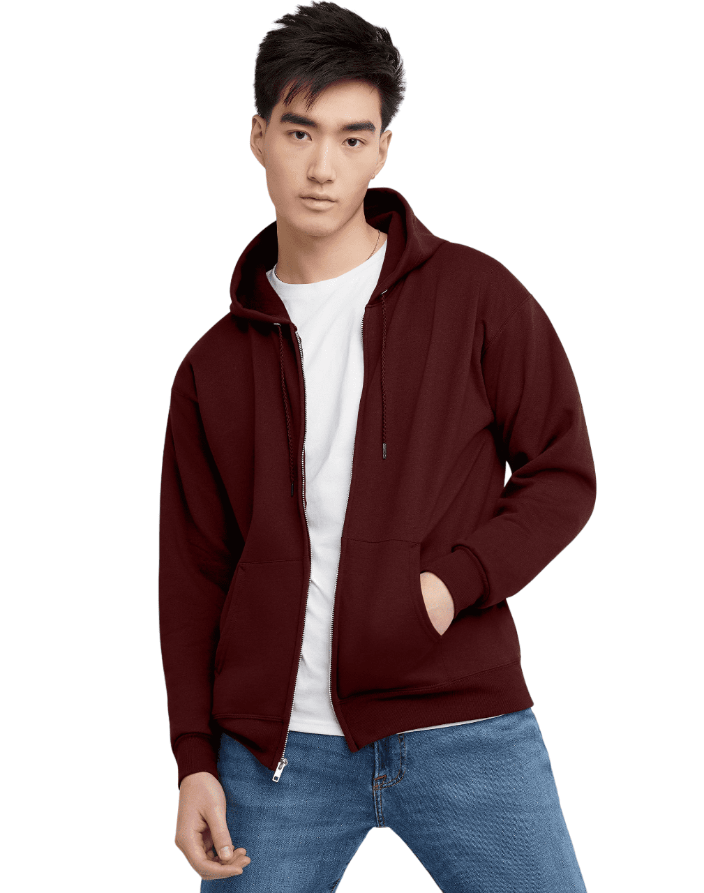 Hanes pour Hommes ComfortBlend EcoSmart Chandail à Capuchon à Fermeture Éclair Intégrale, L, Mulled Berry