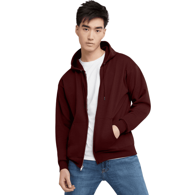 Hanes Mens ComfortBlend EcoSmart Full Zip Hoodie, 2XL, Mulled Berry