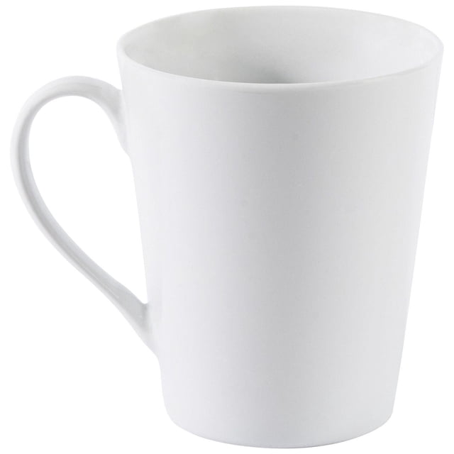 Safdie & Co. Gourmet Porcelain Bullet Mug 370ML in super white, a smooth porcelain coffee cup with ergonomic handle, suitable for coffee or tea, dishwasher and microwave safe for everyday use in home drinkware.