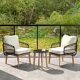 thumbnail image 1 of Gymax 3 Piece Patio Chair Set Wicker Chair & Side Table Set w/ Soft Cushions & Tempered Glass Tabletop, 1 of 10