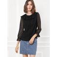 thumbnail image 4 of INSPIRE CHIC Women's Ruffle Neck Polka Dots Sheer Chiffon Blouse, 4 of 6