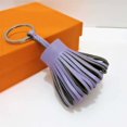 thumbnail image 3 of serony Keychain Decorative Keyring Leather Pendant Tassel Handmade Handicraft Key Chain Hanging Decoration Holder Purse Wallet Light Purple, 3 of 6