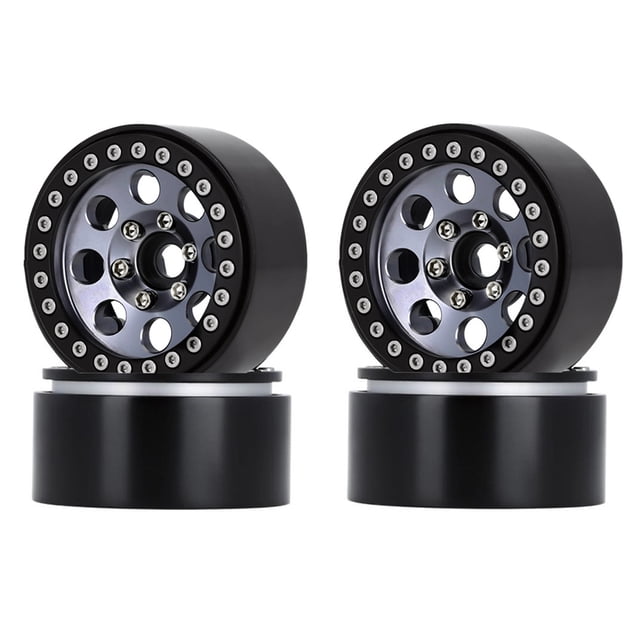 Graflsoa 2.2" Aluminum Alloy Climbing Car Wheel Rims, 8-Hole Design in Black & Titanium, Set of 4