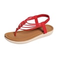thumbnail image 1 of Wdhugt Sandales à Enfiler Mode pour Femmes Plates Bout Rond Rouge Taille 7 Us Longueur de Chaussures 24,5 Cm/9,65 Po Pu, 1 of 9