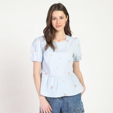 Bloom Girl, haut brodé floral, tailles TP à TG