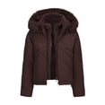 thumbnail image 1 of Soki Womens Winter Cropped Puffer Jacket Removable Hood Zip-Up Short Down Coat with Pockets with Pockets, 1 of 6