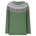 thumbnail image 4 of Fartey Chandail Fair Isle pour Femmes Chandail Tricoté Vintage Chandail Décontracté Ample à Manches Longues Col Ras du Cou Chandail à Enfiler Hauts Automne Hiver Chaud Jumper Chandails Vert Armée P-2TG, 4 of 6