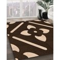 thumbnail image 3 of Ahgly Company Tapis d'Intérieur Lavable à la Machine, Carré, Transitionnel, Noir Brun, Tapis de Zone, 8 Pieds Carré, 3 of 7