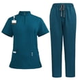 thumbnail image 1 of Scrubs 2 Piece Set Multiple Pockets V-Neck Top and Drawstring Scrub Pant - Medical Uniform Women Scrub Matching Set, 1 of 4
