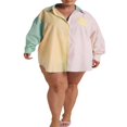 thumbnail image 2 of Ensemble d'Été Deux Pièces pour Femmes Chemise Rayée à Manches Longues et Shorts, 2 of 6
