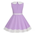 thumbnail image 5 of TopLLC Robe Sans Manches Col Rond Filles Été Rétro Taille Rayée Couleur Unie Manches Volantes Robe Col Rond Girl Dress, 5 of 5