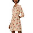 thumbnail image 3 of Allegra K Robe-Chemise à Fleurs pour Femmes à Revers, Boutonnée, avec Ceinture, G Abricot, 3 of 8