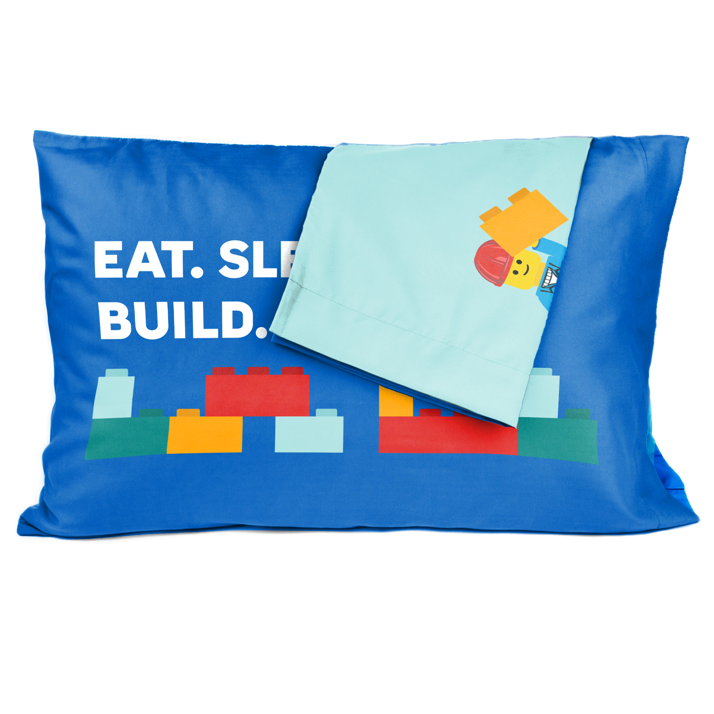 LEGO® Ensemble de Draps 4-Pièces pour Lit 2 Places pour Enfants, 100 % Polyester
