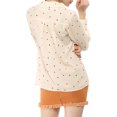 thumbnail image 3 of INSPIRE CHIC Women's 1950s Vintage Long Sleeve Printed Button Down Tops L Beige, 3 of 7