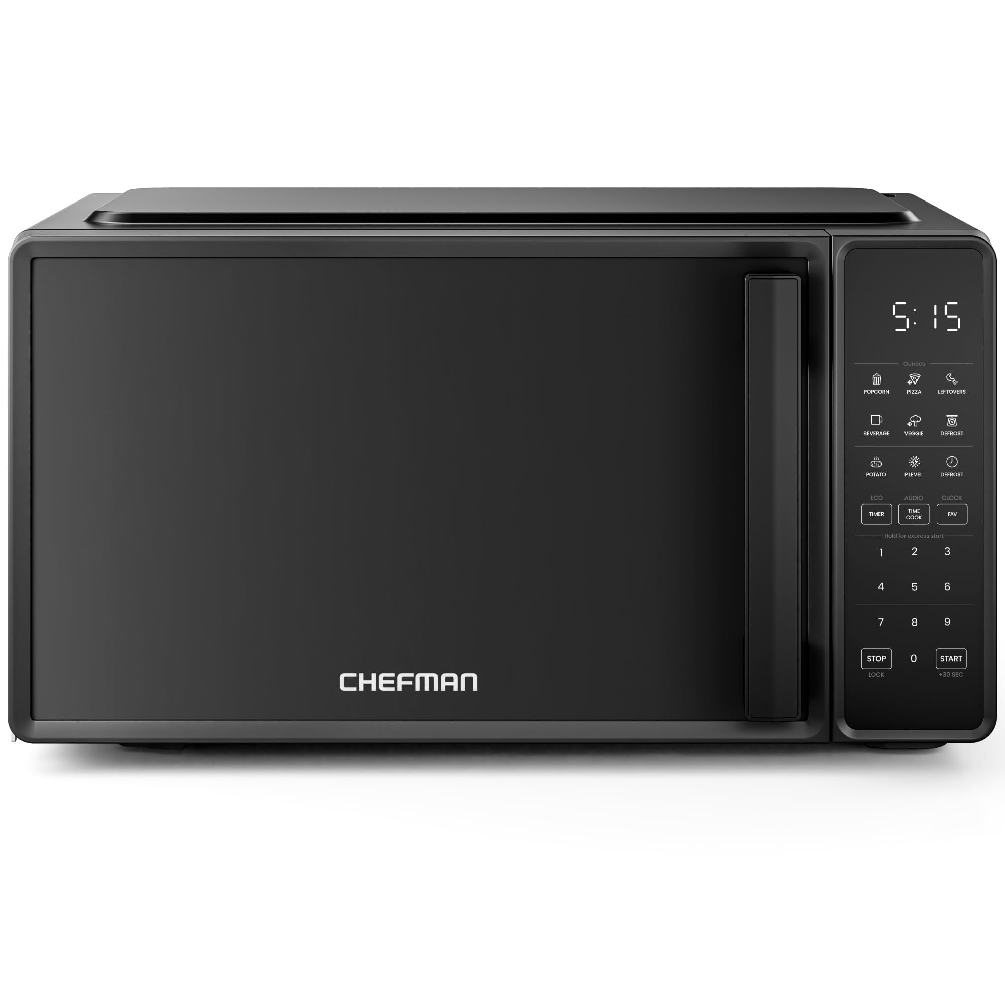 Chefman Countertop Microwave Oven 0.7 Cu. Ft., 700 Watts with 10 Power Levels, 6 Cooking Presets with One-Touch Express Cook, Eco Mode, Child Safety L
