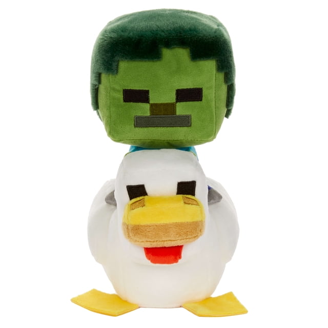Minecraft Plush Zombie Jouet de jockey de poulet, 8-inch Soft Doll Inspiré par le personnage de jeu vidéo
