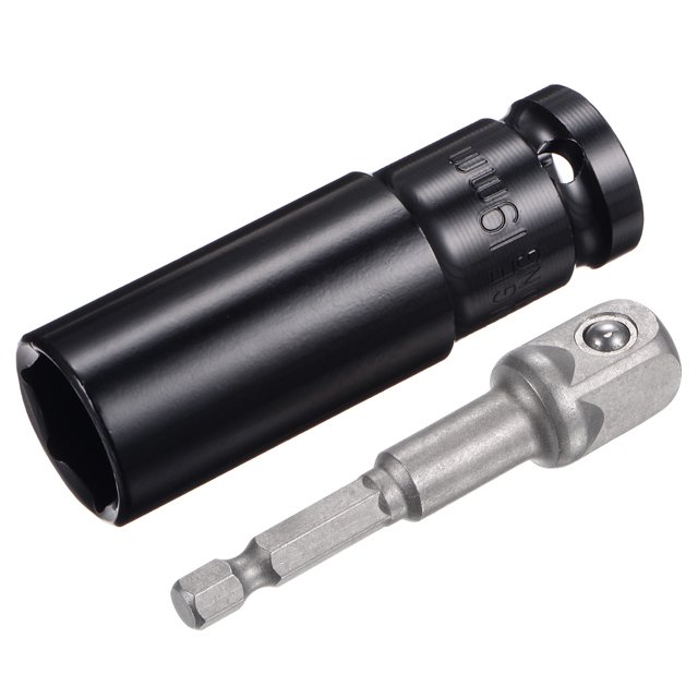 Unique Bargains Socket Accessory Set, 19mm Deep Socket 1/4' Hex Shank Impact Adapter with 1/2' Drive