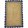 thumbnail image 2 of Indian Handmade Braided Natural Jute with Navy Blue Scalloped Design Area Rug, Home Décor Rug, Jute Rug for Bedroom, Dining Room, living room, Doormat Rug Size - 9' Square (270 cm x 270 cm), 2 of 5