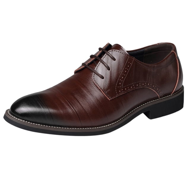 Kcodviy Classical Style Shoes for Mens Leather Shoes 11 Men Slip on Pu Men Leather Shoes 10 Wide Leather Low Rubber Sole Mens Leather Summer Shoes Block Heel Work