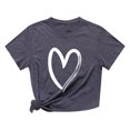 thumbnail image 1 of Besolor Tuniques d'Été pour Femmes à Imprimé de Cœurs, Col Ras du Cou, Manches Courtes, T-Shirts Décontractés Amples, Blouse de Sortie, 1 of 3