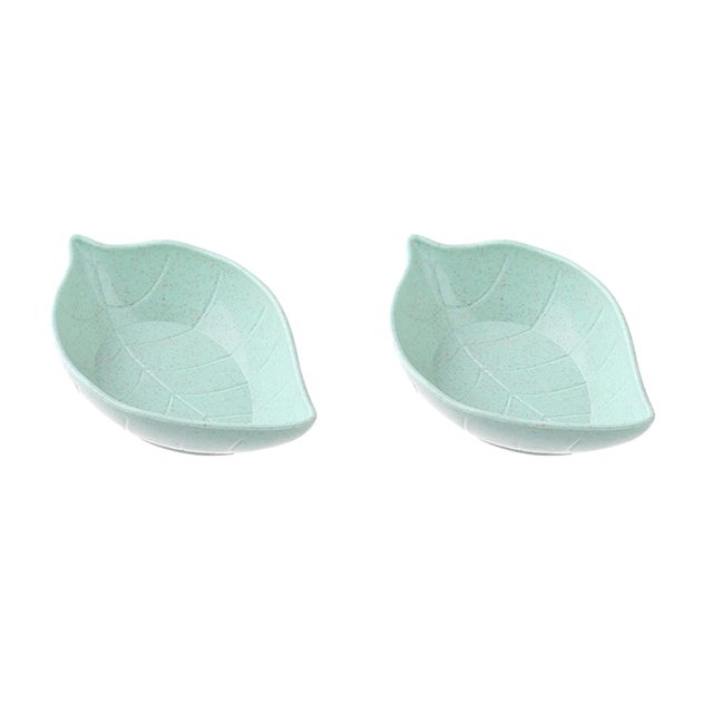 Langgg Feuille Forme Assaisonnement Plats Table Sauce Récipient Cuisine Couverts Casse-Croûte Assiette 7 * 11cm Vert 2Set