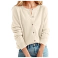 thumbnail image 1 of WomenCardigan Sweater Classic Sweatshirt Women Crew Neck Button Collar Short Sleeve Cardigan Knit Front Open, 1 of 4