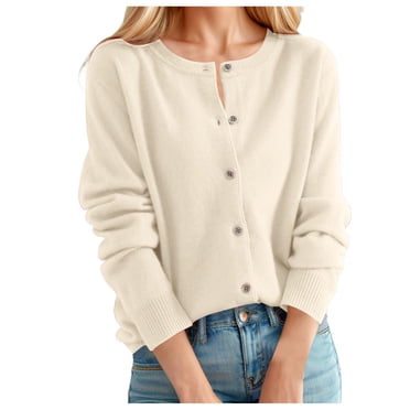 Cardigan pour Femme Chandail Classique Col Rond Col à Boutons Tricot devant Ouvert Cardigan pour Femme P